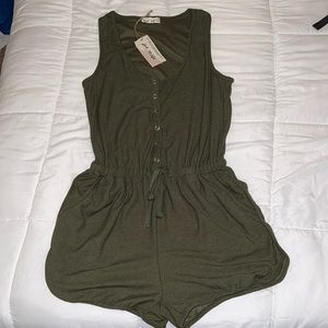 Pocketed button down romper from Vici
